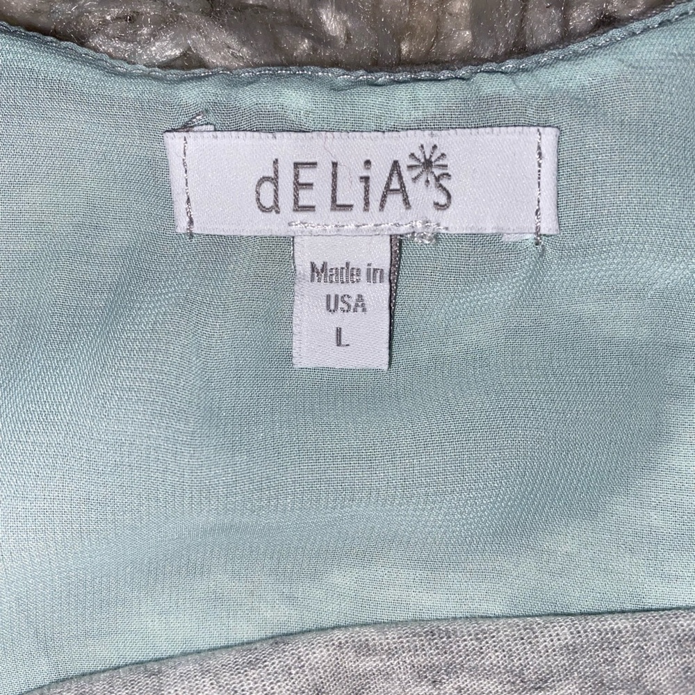 Delia*s Gray & Turquoise Shirt Size Large - Picture 4 of 6